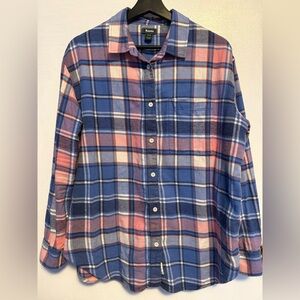 Roots Women’s Pastel Plaid Flannel Button-Up Top